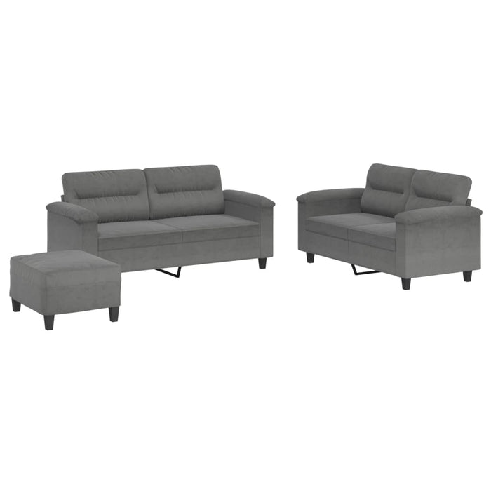 Set de canapele cu perne, 3 piese, gri închis, microfibră - WALTI WALTI