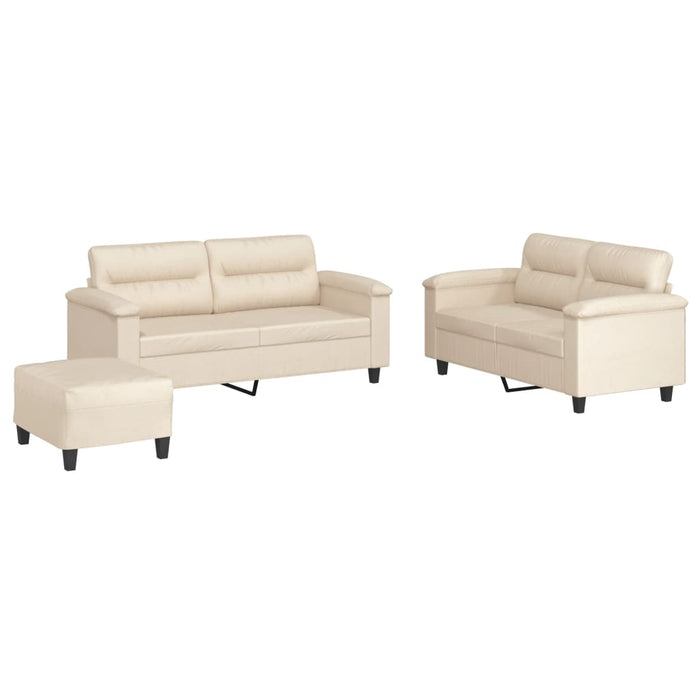 Set de canapele cu perne, 3 piese, bej, microfibră - WALTI WALTI