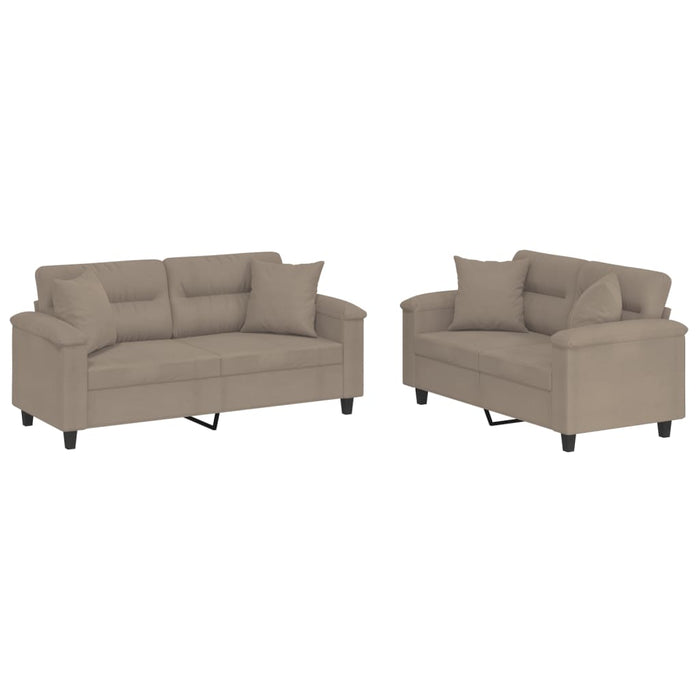 Set de canapele cu perne, 2 piese, gri taupe, microfibră - WALTI WALTI