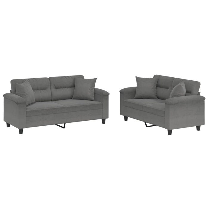 Set de canapele cu perne, 2 piese, gri închis, microfibră - WALTI WALTI