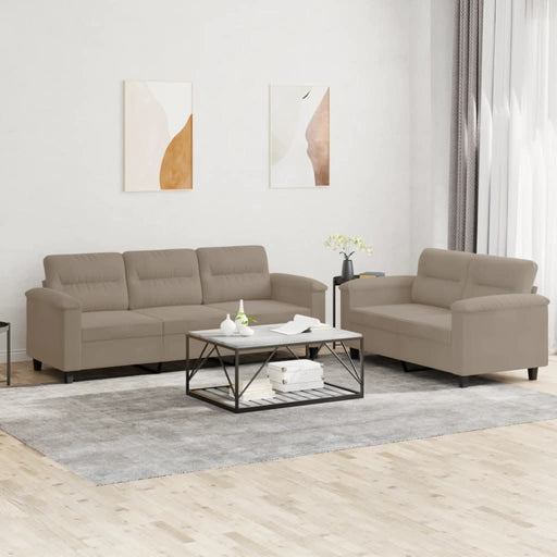 Set de canapele cu perne, 2 piese, gri taupe, microfibră - WALTI WALTI