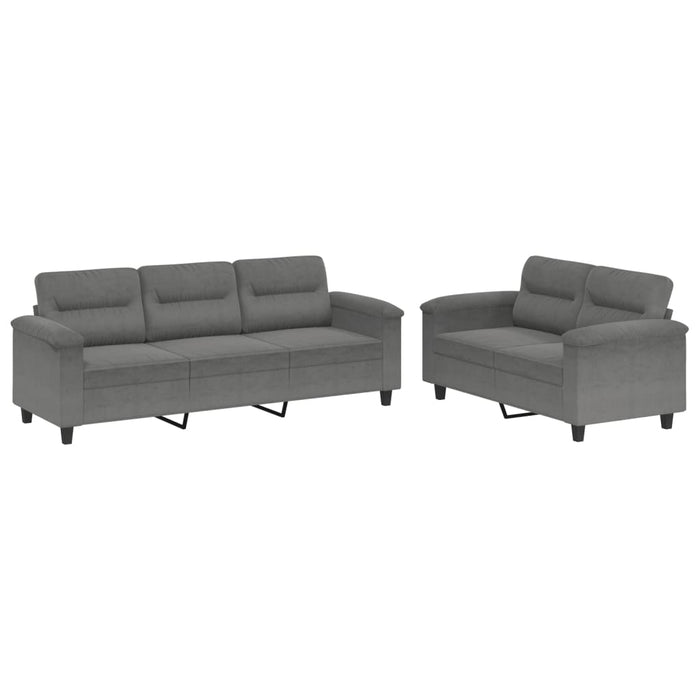 Set de canapele cu perne, 2 piese, gri închis, microfibră - WALTI WALTI