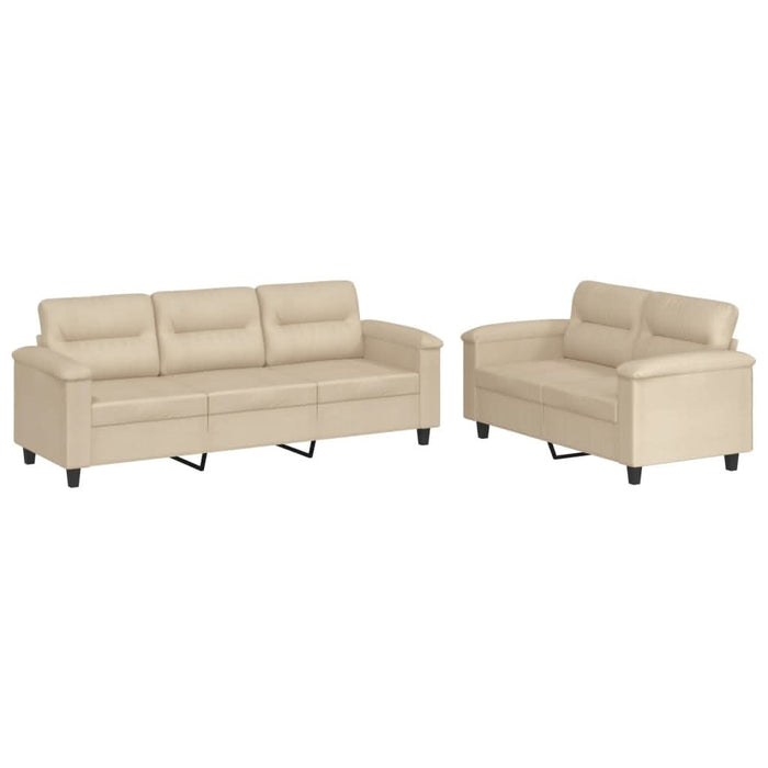 Set de canapele cu perne, 2 piese, crem, microfibră - WALTI WALTI