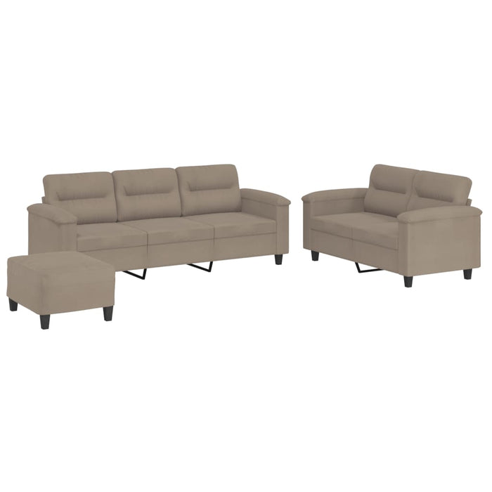 Set de canapele cu perne, 3 piese, gri taupe, microfibră - WALTI WALTI