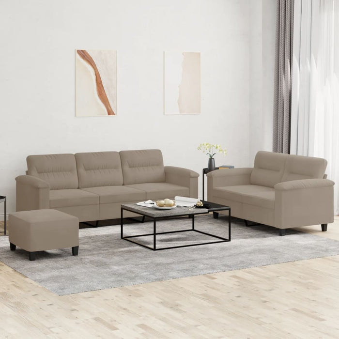 Set de canapele cu perne, 3 piese, gri taupe, microfibră - WALTI WALTI