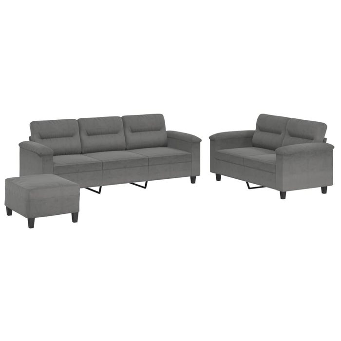 Set de canapele cu perne, 3 piese, gri închis, microfibră - WALTI WALTI