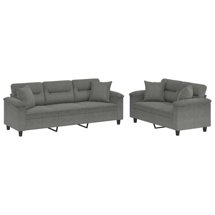 Set de canapele cu perne, 2 piese, gri închis, microfibră - WALTI WALTI