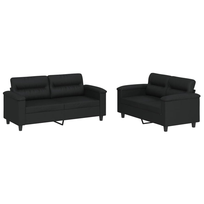 Set de canapele cu perne, 2 piese, negru, piele ecologică - WALTI WALTI