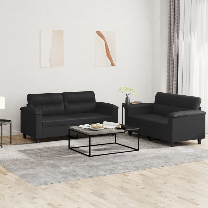 Set de canapele cu perne, 2 piese, negru, piele ecologică - WALTI WALTI
