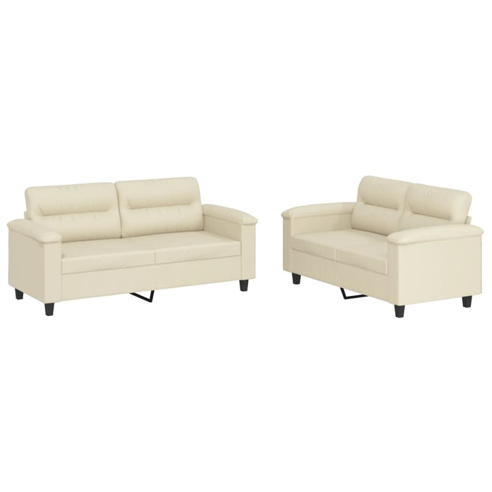 Set de canapele cu perne, 2 piese, crem, piele ecologică - WALTI WALTI