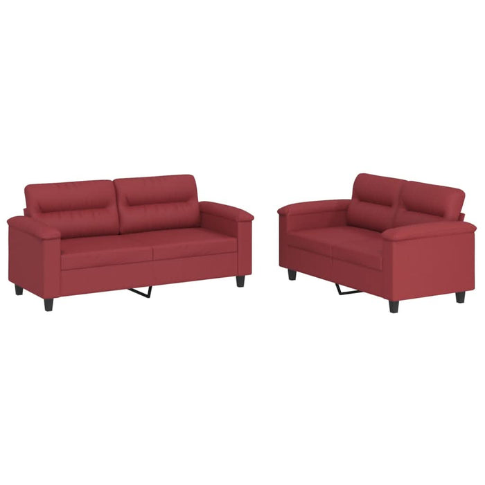 Set de canapele cu perne, 2 piese, roșu vin, piele ecologică - WALTI WALTI