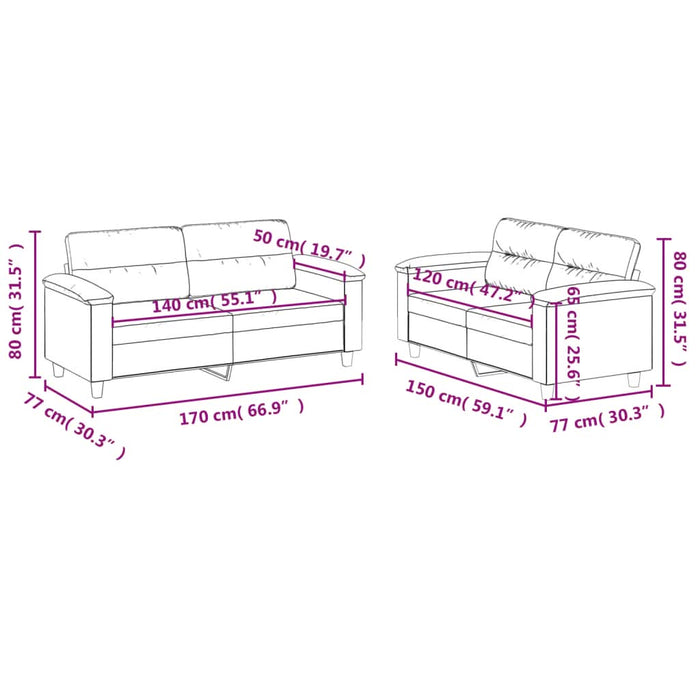 Set de canapele cu perne, 2 piese, roșu vin, piele ecologică - WALTI WALTI