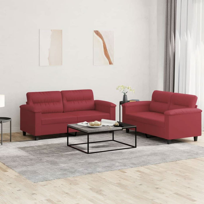 Set de canapele cu perne, 2 piese, roșu vin, piele ecologică - WALTI WALTI
