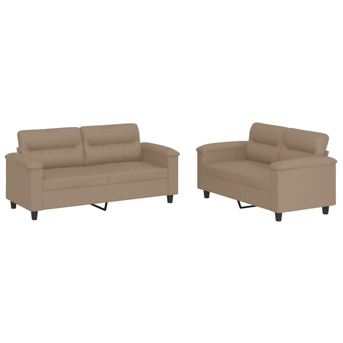 Set de canapele cu perne, 2 piese, cappuccino, piele ecologică - WALTI WALTI
