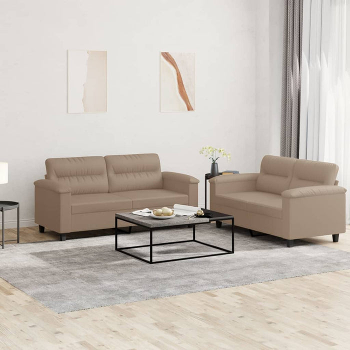 Set de canapele cu perne, 2 piese, cappuccino, piele ecologică - WALTI WALTI