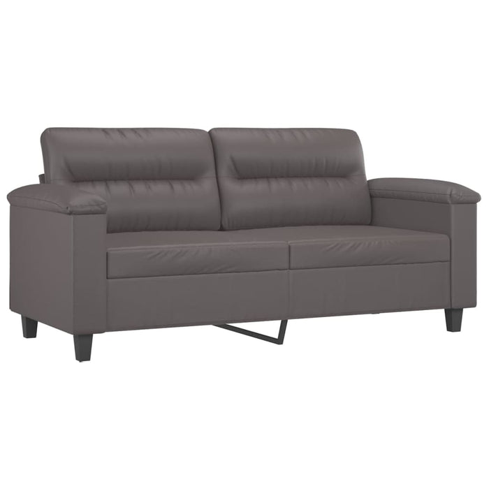 Set de canapele cu perne, 3 piese, gri, piele ecologică WALTI
