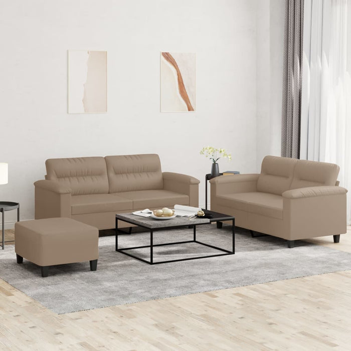 Set de canapele cu perne, 3 piese, cappuccino, piele ecologică - WALTI WALTI