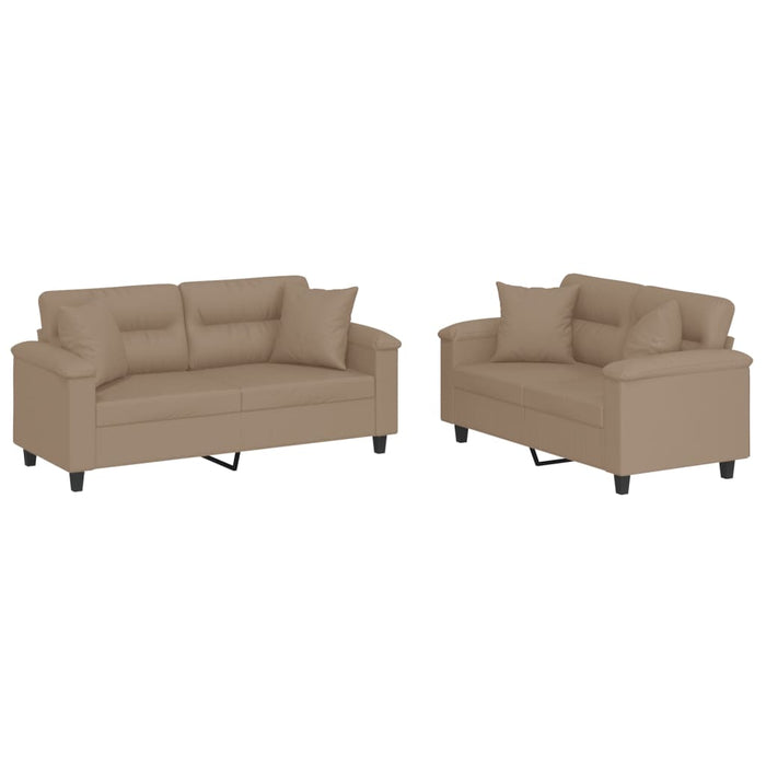 Set de canapele cu perne, 2 piese, cappuccino, piele ecologică WALTI