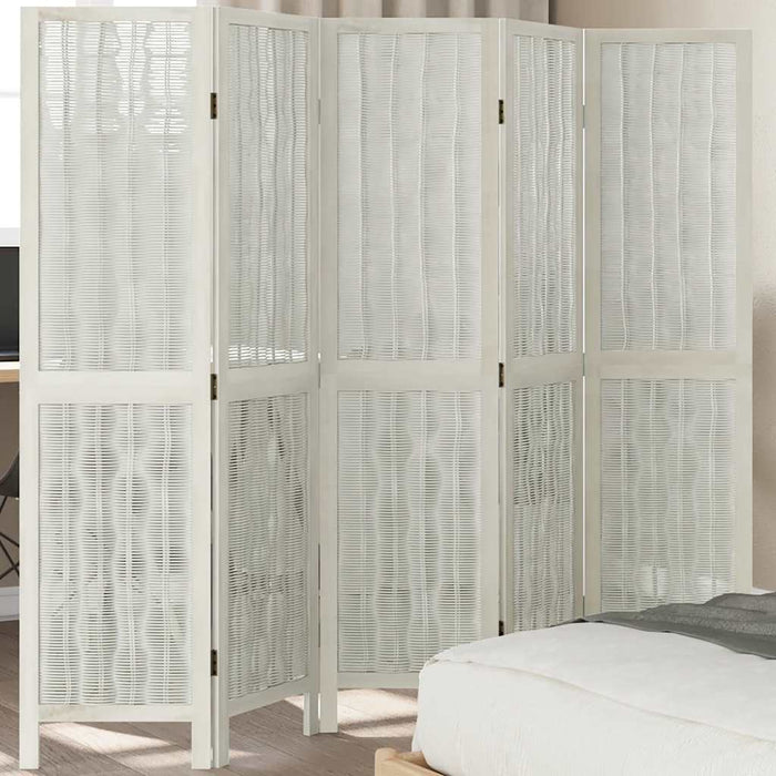 Paravan cameră 5 panouri, alb, lemn masiv paulownia - WALTI WALTI