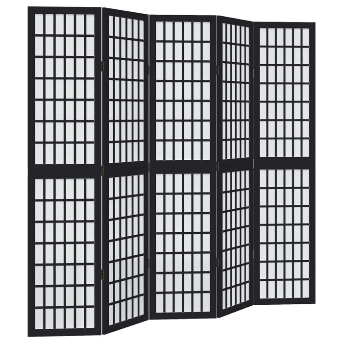 Paravan de cameră cu 5 panouri, negru, lemn masiv paulownia - WALTI WALTI