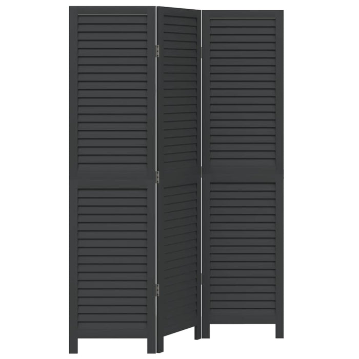 Paravan de cameră cu 3 panouri, negru, lemn masiv paulownia - WALTI WALTI