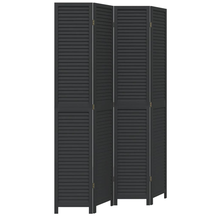 Paravan de cameră cu 4 panouri, negru, lemn masiv paulownia - WALTI WALTI