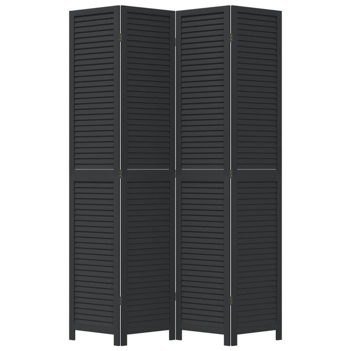 Paravan de cameră cu 4 panouri, negru, lemn masiv paulownia - WALTI WALTI