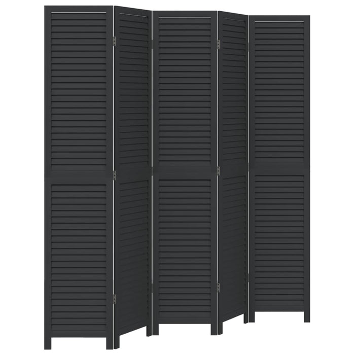 Paravan de cameră cu 5 panouri, negru, lemn masiv paulownia - WALTI WALTI