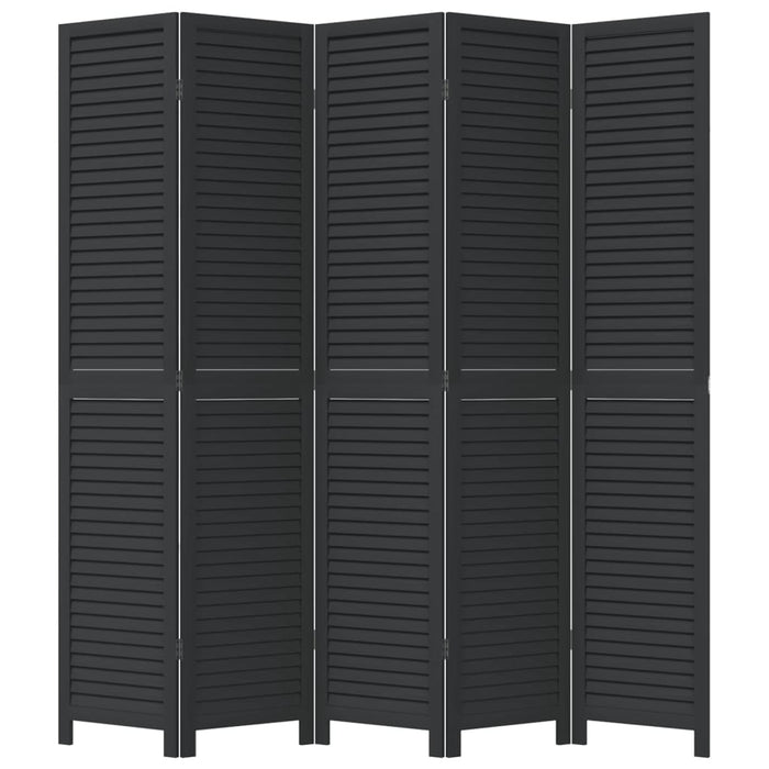 Paravan de cameră cu 5 panouri, negru, lemn masiv paulownia - WALTI WALTI