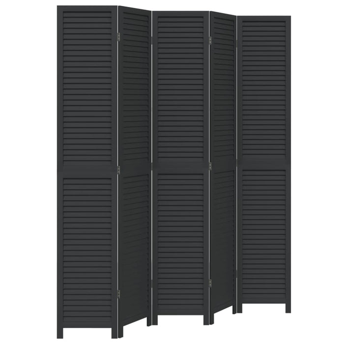 Paravan de cameră cu 5 panouri, negru, lemn masiv paulownia - WALTI WALTI