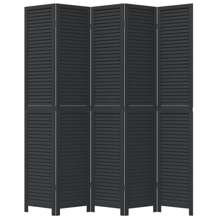Paravan de cameră cu 5 panouri, negru, lemn masiv paulownia - WALTI WALTI