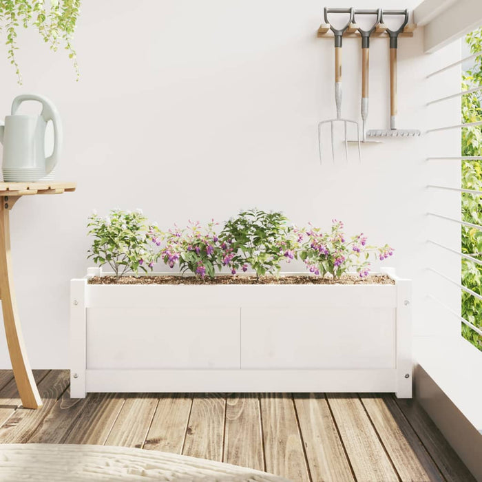 Jardinieră de grădină, alb, 90x31x31 cm, lemn masiv de pin - WALTI WALTI