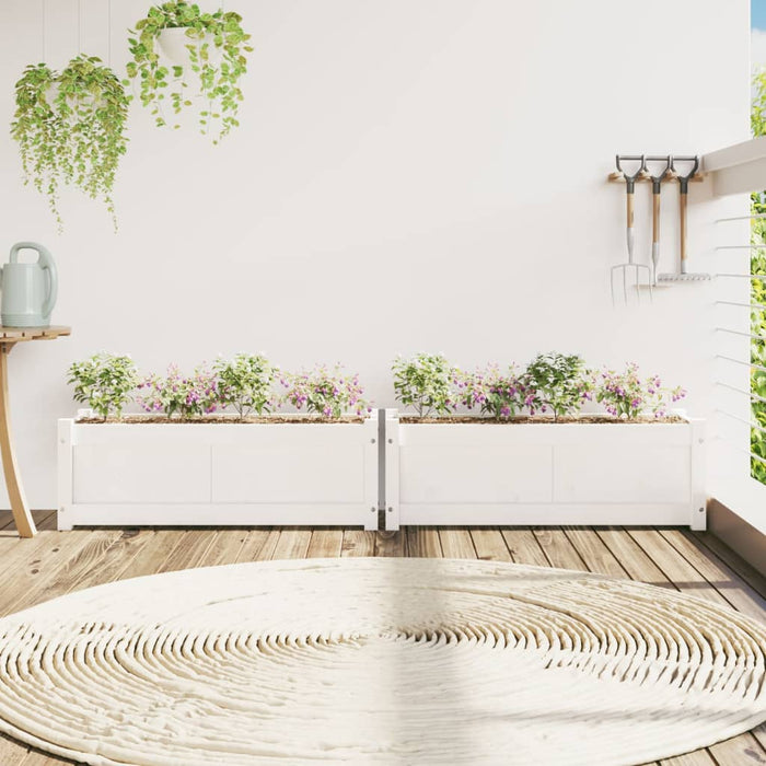 Jardiniere de grădină, 2 buc., alb, lemn masiv de pin - WALTI WALTI