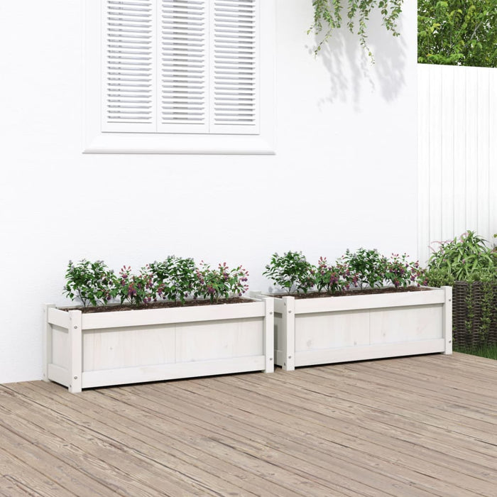 Jardiniere de grădină, 2 buc., alb, lemn masiv de pin - WALTI WALTI