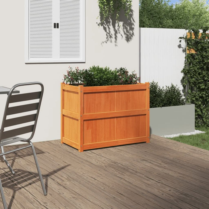 Jardinieră de grădină, maro ceruit, 90x50x70 cm, lemn masiv pin - WALTI WALTI