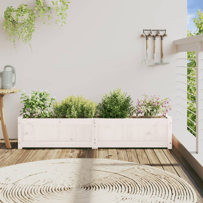 Jardinieră de grădină, alb, 150x31x31 cm, lemn masiv de pin - WALTI WALTI