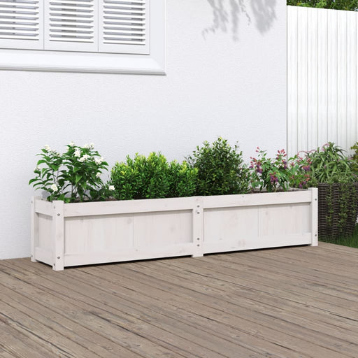 Jardinieră de grădină, alb, 150x31x31 cm, lemn masiv de pin - WALTI WALTI
