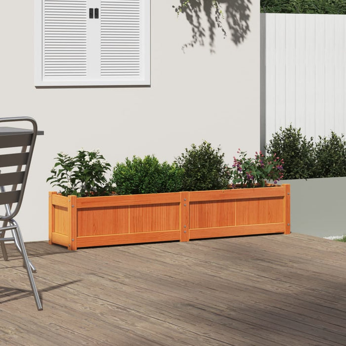 Jardinieră de grădină, maro ceruit, 150x31x31 cm lemn masiv pin WALTI