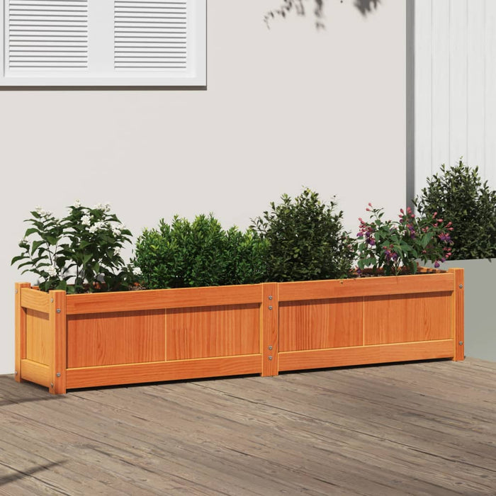 Jardinieră de grădină, maro ceruit, 150x31x31 cm lemn masiv pin WALTI