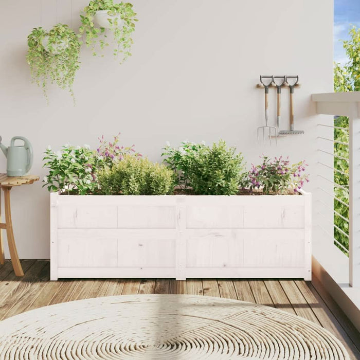 Jardinieră de grădină, alb, 150x50x50 cm, lemn masiv de pin - WALTI WALTI