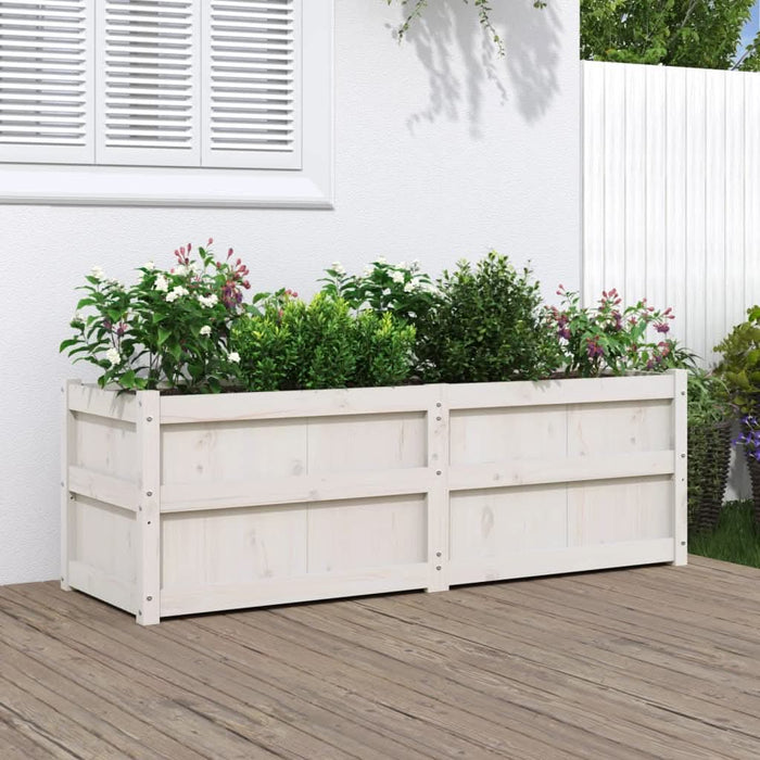 Jardinieră de grădină, alb, 150x50x50 cm, lemn masiv de pin - WALTI WALTI