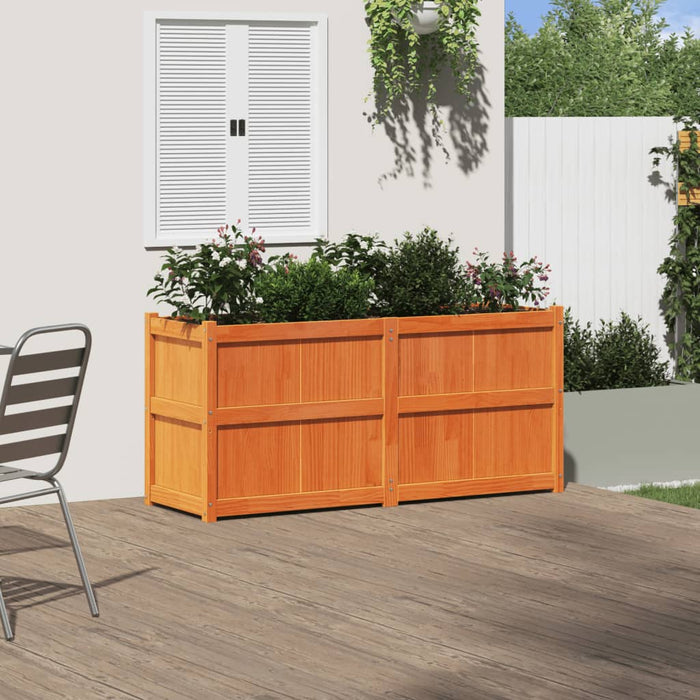 Jardinieră de grădină, maro ceruit, 150x50x70cm, lemn masiv pin WALTI