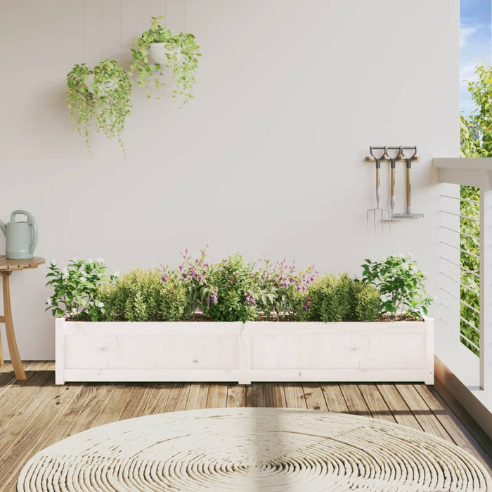 Jardinieră de grădină, alb, 180x31x31 cm, lemn masiv de pin WALTI