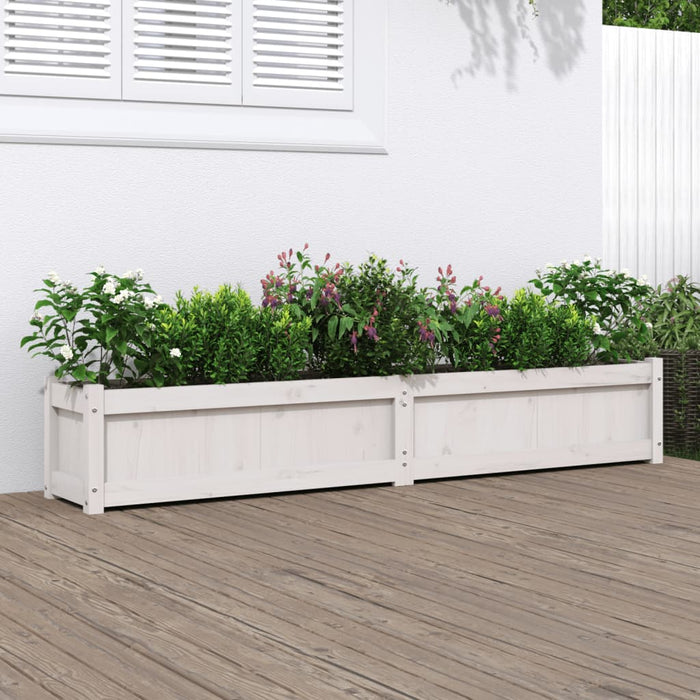 Jardinieră de grădină, alb, 180x31x31 cm, lemn masiv de pin WALTI