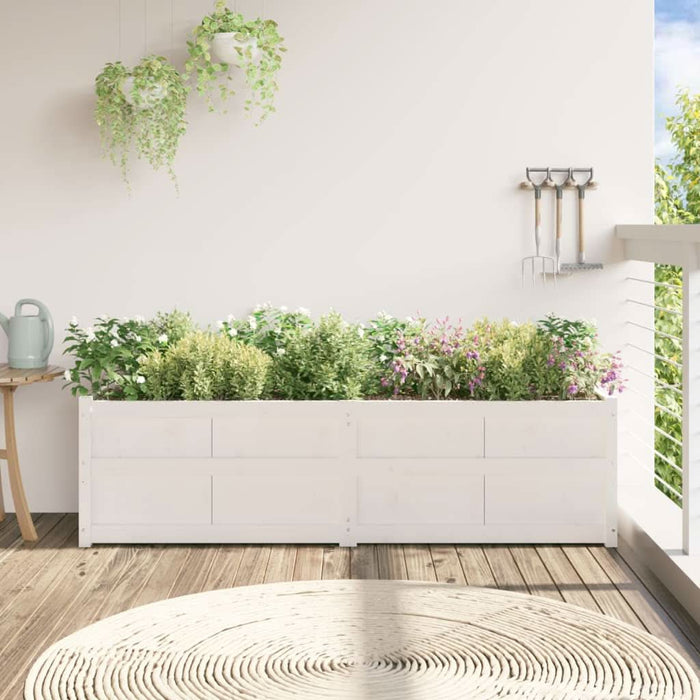 Jardinieră de grădină, alb, 180x50x50 cm, lemn masiv de pin - WALTI WALTI