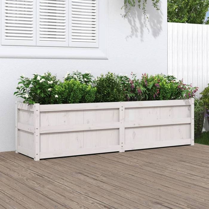 Jardinieră de grădină, alb, 180x50x50 cm, lemn masiv de pin - WALTI WALTI