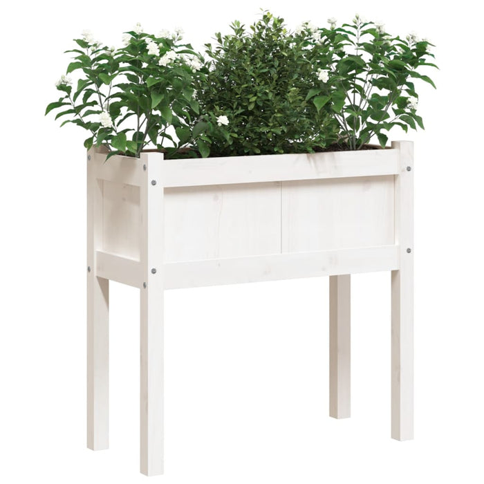 Jardinier de grădină cu picioare, alb, 70x31x70 cm, lemn masiv - WALTI WALTI