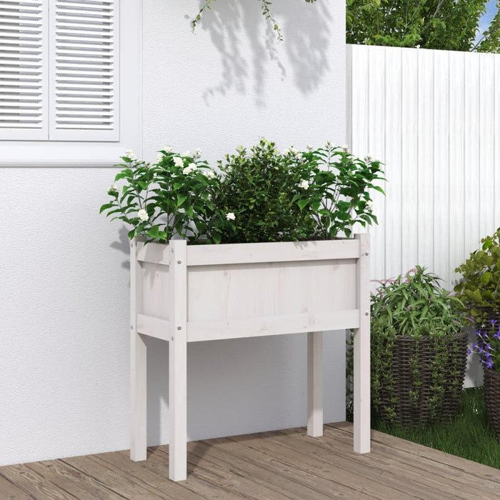 Jardinier de grădină cu picioare, alb, 70x31x70 cm, lemn masiv - WALTI WALTI