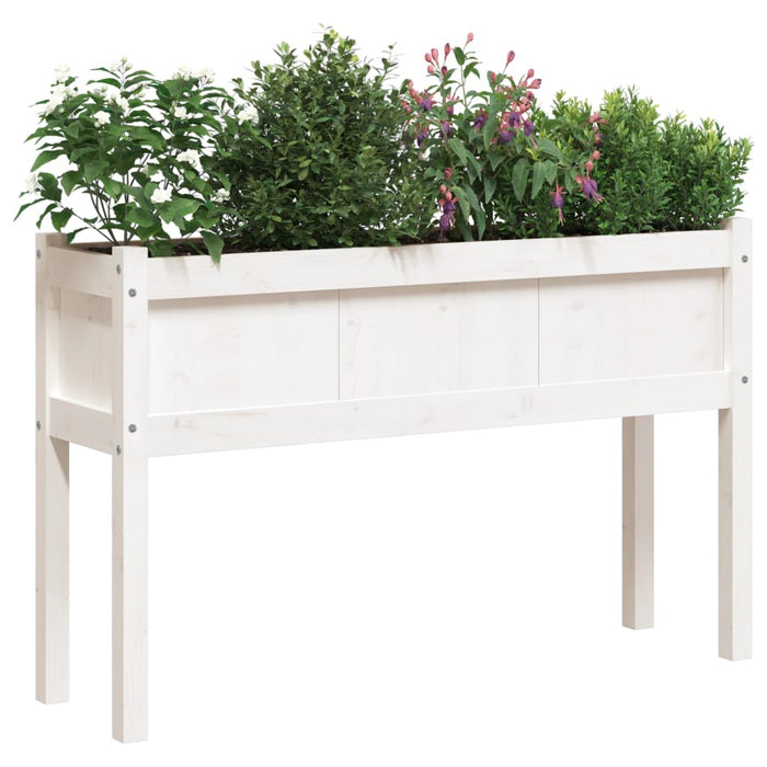 Jardinier de grădină cu picioare, alb, 110x31x70 cm, lemn masiv - WALTI WALTI