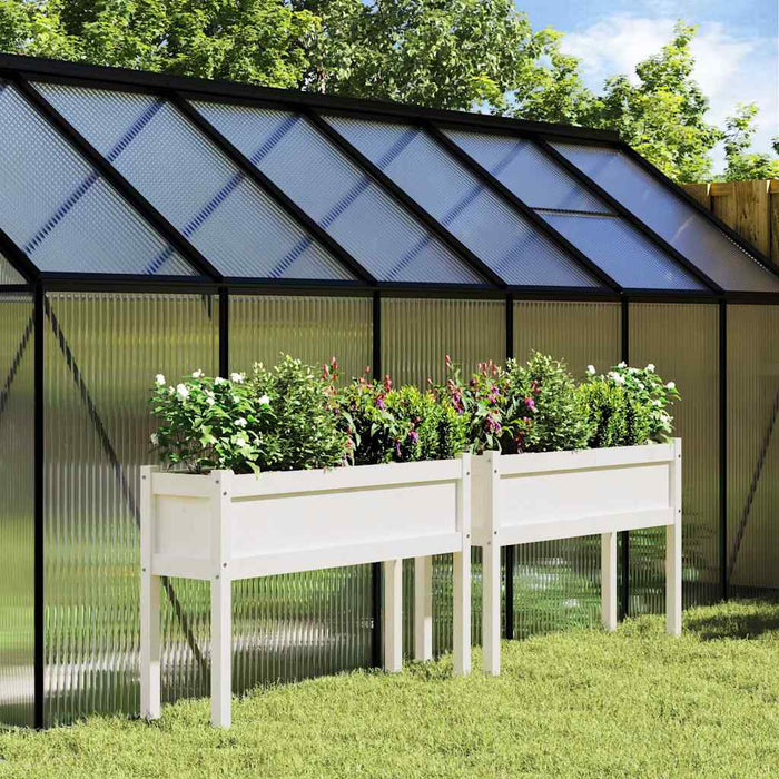 Jardiniere de grădină cu picioare 2 buc. alb lemn masiv de pin - WALTI WALTI